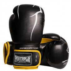 Боксерські рукавиці PowerPlay Jaguar 10 унцій, чорно-жовтий, код: PP_3018_10oz_Black/Yellow