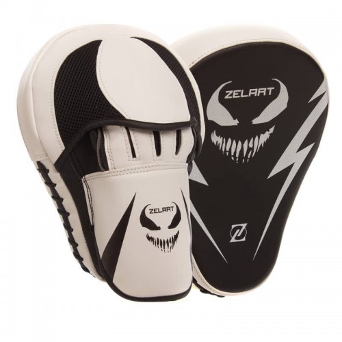 Лапа Вигнута для боксу та єдиноборств Zelart 2 шт, чорний-білий, код: BO-1372_YBK-S52