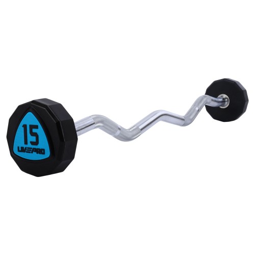 Штанга фіксована вигнута поліуретанова 12-стороння LiveUp довжина-89,2см, 15кг, чорний-синій, код: LP8013-15-S52 Штанга фіксована вигнута поліуретанова 12-стороння LiveUp довжина-89,2см, 15кг, чорний-синій, код: LP8013-15-S52