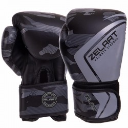Боксерські рукавички Zelart 12 унцій, камуфляж сірий, код: BO-3397_12GR