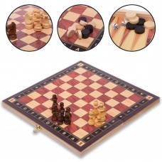 Шахи, шашки, нарди 3 в 1 дерев"яні з магнітом ChessTour 340x340 мм, код: ZC034A-S52