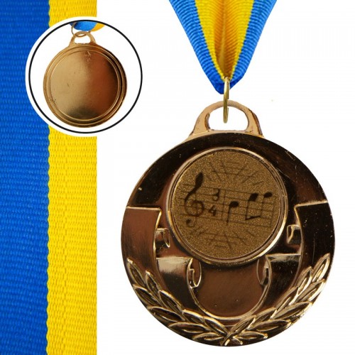 Медаль спортивна зі стрічкою PlayGame Aim Музика золота, код: C-4846-0067_G