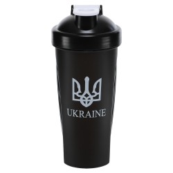 Шейкер з віночком FitGo Ukraine 600мл, чорний, код: FI-9880_BK