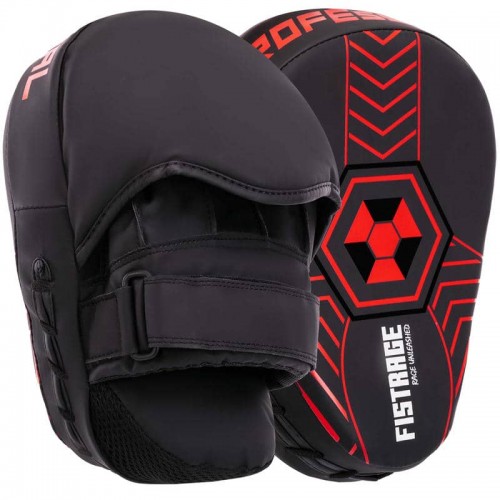 Лапа вигнута для боксу та єдиноборств Fistrage Flex 240x180x60 мм, 2шт, чорний-червоний, код: VL-5485_BKR