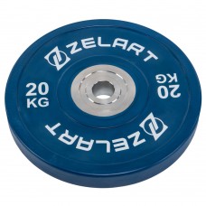 Блини (диски) бамперні для кросфіту гумові Zelart d-52мм, 20кг, синій, код: TA-7798-20-S52