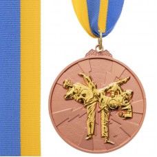Медаль спортивна зі стрічкою PlayGame Тхеквондо бронзова, код: C-7029_B