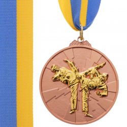 Медаль спортивна зі стрічкою PlayGame Тхеквондо бронзова, код: C-7029_B