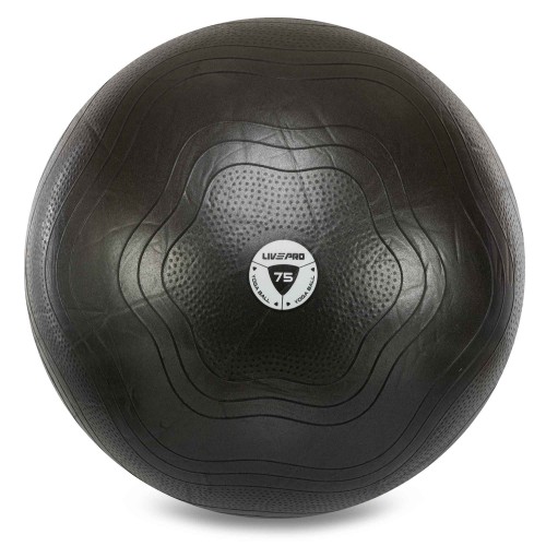 Фітбол м"яч для фітнесу сатин LiveUp ø75см, чорний, код: LP8201-75