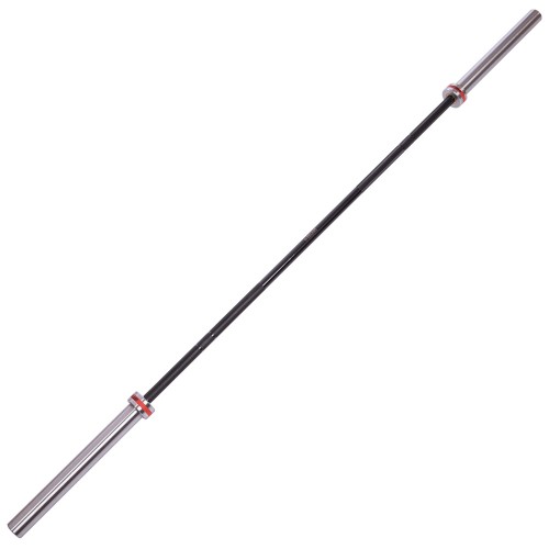 Гриф для штанги сталевий хромований Олімпійський професійний прямий з підшипником Zelart 2,2м, ø50мм, хром-чорний, код: TA-7242