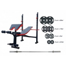 Лава для жиму універсальна RN-Sport ReadMeBlack + олімпійська штанга з дисками 65 кг, код: RMB-olimp65m Лава для жиму універсальна RN-Sport ReadMeBlack + олімпійська штанга з дисками 65 кг, код: RMB-olimp65m