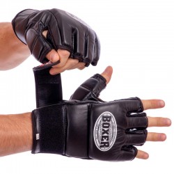 Рукавички для змішаних єдиноборств MMA Boxer шкіряні XL, чорний, код: 5020_XLBK