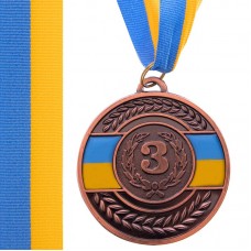 Медаль спортивная с лентой PlayGame Ukraine бронза, код: C-6864_B