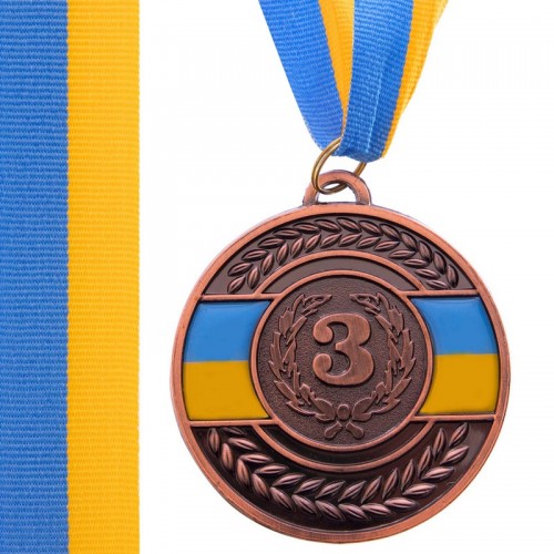 Медаль спортивна зі стрічкою PlayGame Ukraine бронза, код: C-6864_B