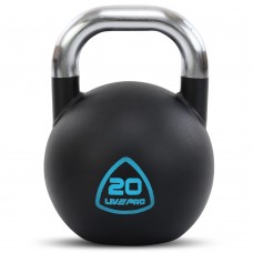 Гиря змагальна цільна сталева пофарбована з хромованою ручкою LiveUp 20кг, чорний, код: LP8042-20 Гиря змагальна цільна сталева пофарбована з хромованою ручкою LiveUp 20кг, чорний, код: LP8042-20