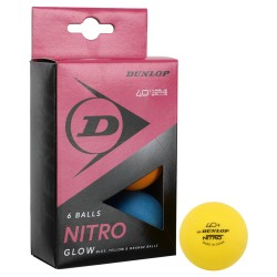 Набір м"ячів для настільного тенісу Dunlop Nitro Glow 40 6шт, різнокольоровий, код: DL679349N-S52