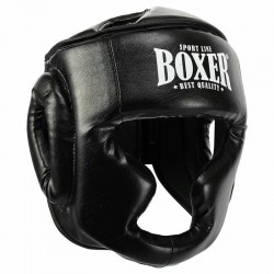 Шолом боксерський з повним захистом шкірозамінник Boxer New M, чорний, код: 2036-N_MBK