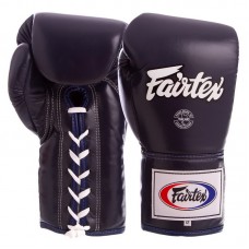 Рукавиці боксерські шкіряні на шнурівці Fairtex 16 унцій, синій, код: BGL6_16BL-S52