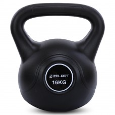 Гиря тренувальна цільна пластикова Zelart 16кг, чорний, код: TA-5427-16-S52 Гиря тренувальна цільна пластикова Zelart 16кг, чорний, код: TA-5427-16-S52
