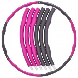 Обруч масажний м"який FitGo Hula Hoop 1000 мм, 6 секцій двоколірний малиновий-сірий, код: K610_MGR