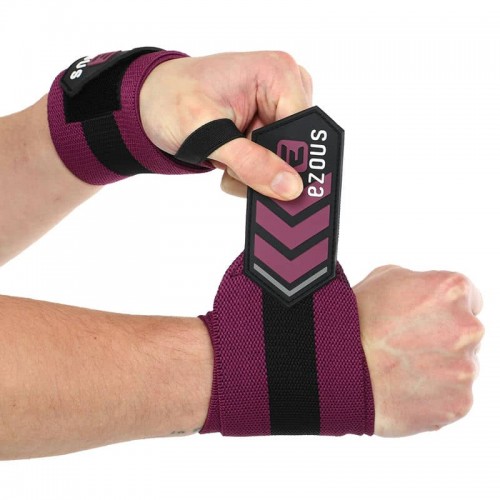 Бинти кистьові для жиму BioGym Strength Wrist Wraps Ezous 560х80мм, 2шт, чорний-фіолетовий, код: C-07_BKV