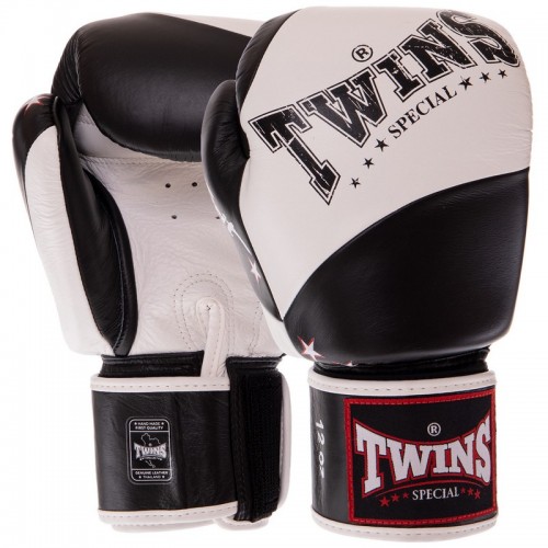Рукавички боксерські шкіряні Twins 12 унцій, білий-чорний, код: BGVL10_12WBK