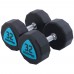 Гантелі цільні професійні з поліуретановим покриттям LiveUp 2х32кг, чорний-синій, код: LP8003-32-S52