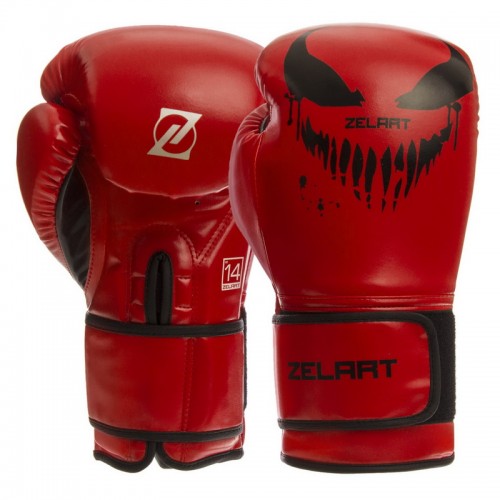 Рукавички боксерські Zelart PU 12 унцій, червоний-чорний, код: BO-1370_12_RBK-S52