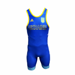 Костюм для боротьби (трико) Adidas Ukraine акредитація UWW, розмір M, синій, код: 15560-606