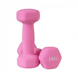 Гантелі для фітнесу неопренові FitGo 2x1 кг, рожевий, код: 80024-N1P-WS