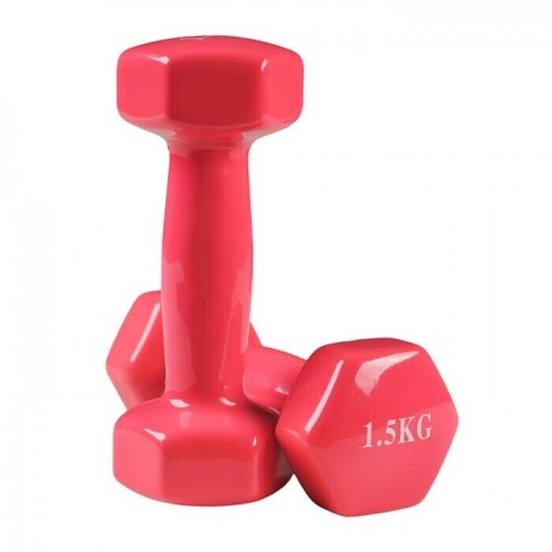 Гантелі для фітнесу вінілові FitGo 2х1,5 кг, червоний, код: 80022-V15R-WS Гантелі для фітнесу вінілові FitGo 2х1,5 кг, червоний, код: 80022-V15R-WS