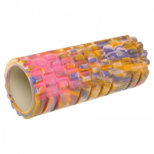 Ролер масажний циліндр (ролик мфр) FitGo Grid Combi Roller, 330x130 мм, рожевий-жовтий, код: FI-9367_PY