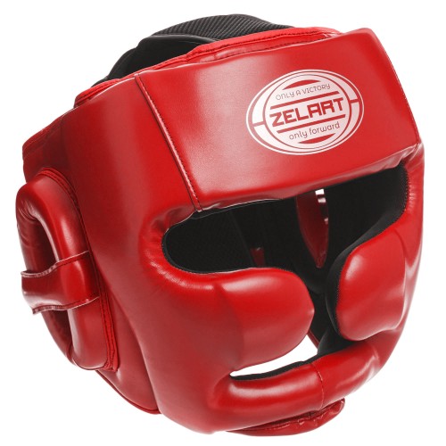 Шолом боксерський з повним захистом Zelart L, червоний-срібний, код: BO-1367_LR-S52