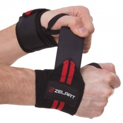 Бинти кистьові для жиму та тяги Zelart 2шт, чорний-червоний, код: SB-167070-S52