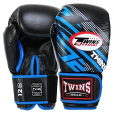 Боксерські рукавиці шкіряні Twins 14 унцій, чорний-синій, код: BO-5058_14BL Боксерські рукавиці шкіряні Twins 14 унцій, чорний-синій, код: BO-5058_14BL