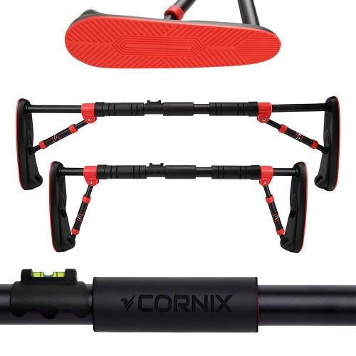 Турнік розсувний Cornix Elite 65-90 см, чорний-червоний, код: XR-0289