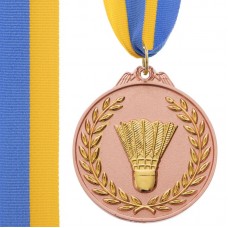 Медаль спортивна зі стрічкою PlayGame Бадмінтон бронза, код: C-7027_B