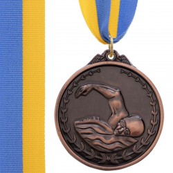 Медаль спортивна зі стрічкою PlayGame Плавання бронзова, код: C-7015_B