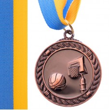 Медаль спортивна зі стрічкою PlayGame Баскетбол бронзова, код: C-7019_B
