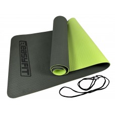 Килимок для йоги та фітнесу двошаровий EasyFit 1830х610х6 мм, чорний-зелений, код: EF-1924-BG