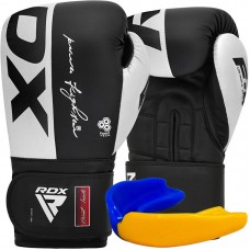 Боксерські рукавиці RDX F4 Boxing Sparring Gloves Hook&Loop 12 унцій, білий-чорний, код: BGR-F4B-12OZ