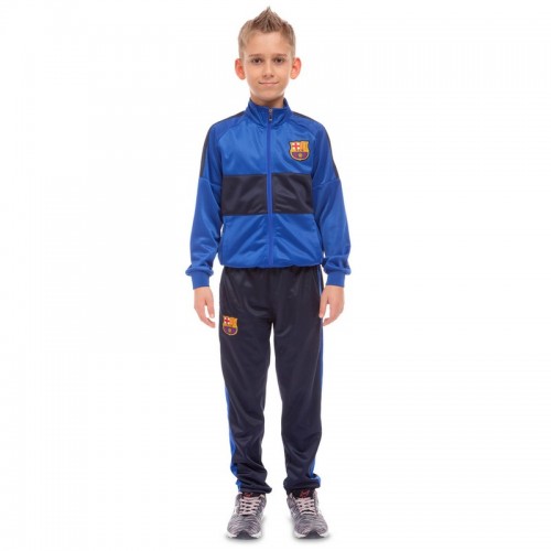 Костюм спортивний дитячий унісекс Lidong Barcelona 30, зріст 140-145, синій-чорний, код: LD-6130K-BS_30BLBK