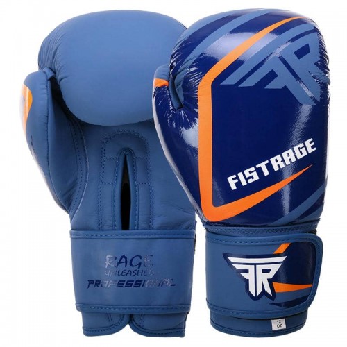 Боксерські рукавиці шкіряні Fistrage 14oz, синій, код: VL-4279_14BL