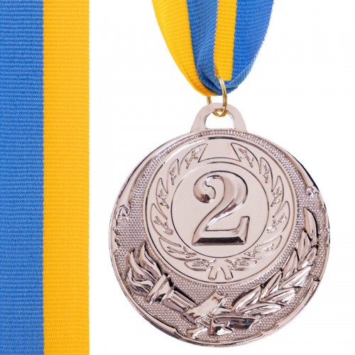 Медаль спортивна зі стрічкою PlayGame Zing срібло, код: C-4334-S
