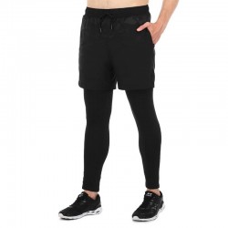 Компресійні штани тайтси з шортами чоловічі  2в1 Lidong XL, камуфляж чорний, код: LD-G0137_XLKBK