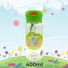 Пляшка для води Casno Малята-звірята з соломинкою 400 мл, зелена, код: KXN-1195_Animals