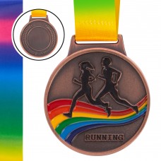 Медаль спортивна зі стрічкою кольорова PlayGame Біг d-65 мм бронза, код: C-0337_B