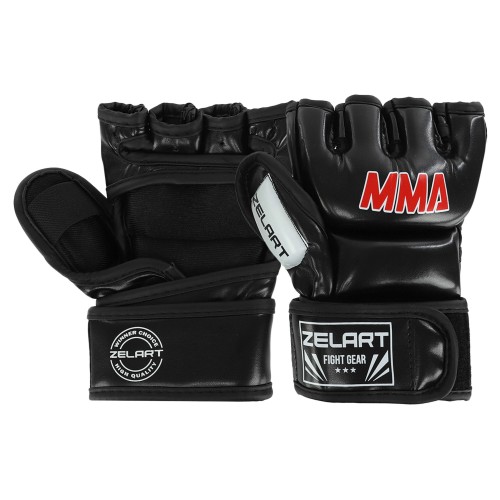 Рукавички для змішаних єдиноборств MMA Zelart 2XS, чорний, код: BO-0397_XXSBK