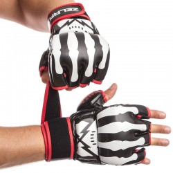 Рукавички для змішаних єдиноборств MMA Zelart розмір M, білий-чорний-червоний, код: BO-1395_MWBKR
