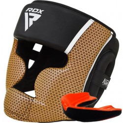 Боксерський шолом RDX Aura Plus T-17 XL, чорний-золотий, код: HGR-T17BGL-XL+