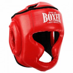 Шолом боксерський з повним захистом шкірозамінник Boxer New L, червоний, код: 2036-N_LR